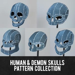 Human and Demon Skull Pattern Collection - 5 Different Designs - Digital Download PDF