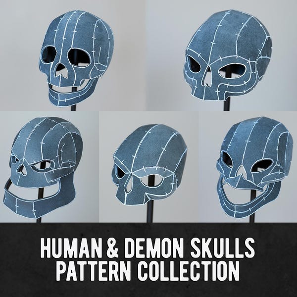 Human and Demon Skull Pattern Collection - 5 Different Designs - Digital Download PDF