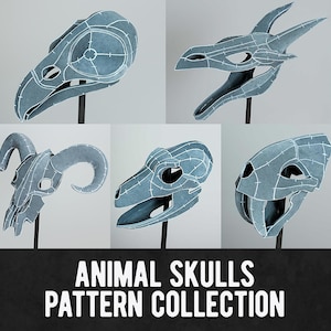 Patrooncollectie dierenschedels - 5 verschillende ontwerpen - digitale pdf-download