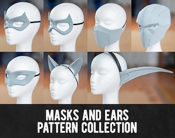 Coleção de padrões de cosplay de espuma EVA para máscaras e orelhas - 10 designs diferentes - Download digital em PDF