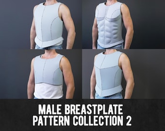 Male Breastplate Foam Cosplay Pattern Collection 2 - 4 Different Designs - Digital Download PDF
