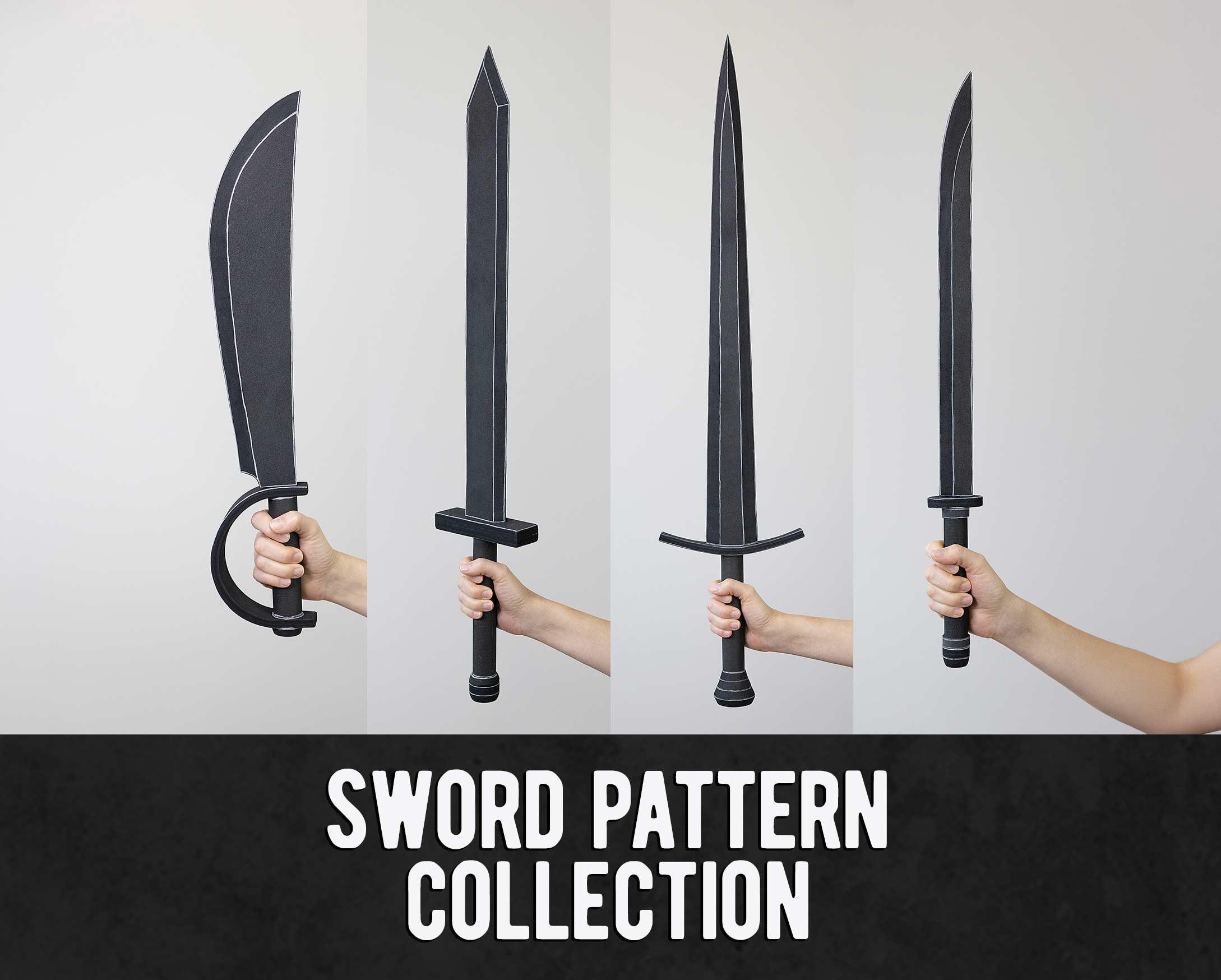 Sword Pattern Pinterest Foam Sword Pattern Collection - 4 Different Designs - Digital Download ...