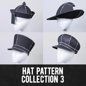 Collezione di modelli per cappelli 3 - 4 modelli - Download digitale PDF