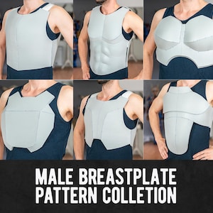 Coleção de padrões de cosplay de espuma EVA para peitoral masculino - 6 designs diferentes - Download digital em PDF