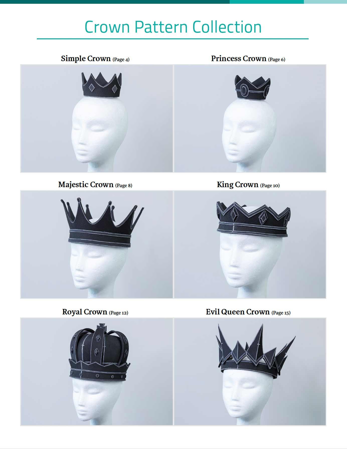Math Pattern Crown Craft Crown Pattern Collection - 6 Designs - Digital Download PDF - Etsy