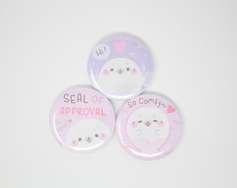 58mm (2.25") Seal Themed Pin Back Button Badges