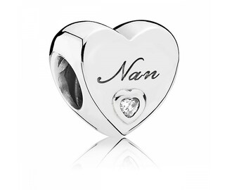 Pandora Moments Nan Charm Polished Heart Silver Charm Cherished Grandmothers Handcrafted Popular Pendants Perfect Gift For Her, S925 ALE