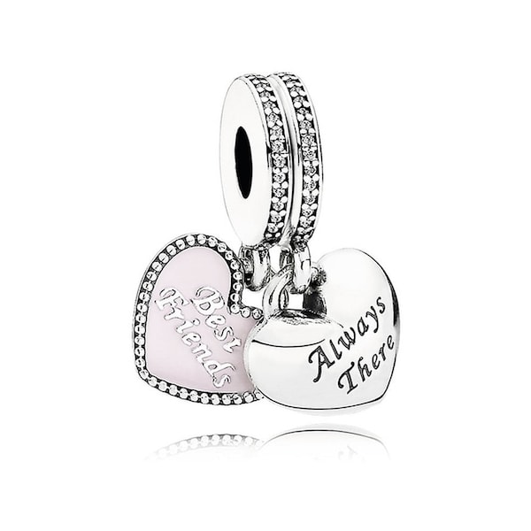 New Pandora Moments Best Friends Always There Heart Dangle Charm For Bracelet Sparkle Meaningful Sterling Silver Zirconia Charm Gift For Her