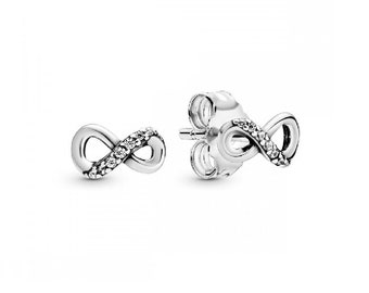 New Pandora Infinity Stud Earrings Sparkling Infinity Symbolic Everyday Earrings Perfect Silver S925 Present for Her Jewellery UK S925 ALE