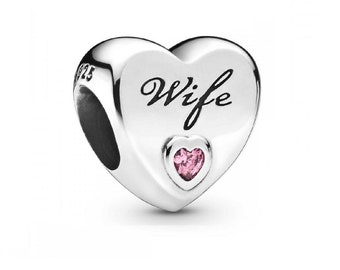 Wife Love Heart Charm Pandora Popular Pink Love Sterling Silver Charms Meaningful and Sparkling Gifts for Her Celebrate Your Special Bond UK