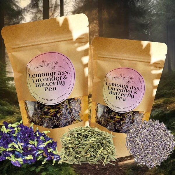 DREAMY SLEEP Organic Herbal Tea Blend • Lemongrass, Lavender and Butterfly Pea • Free of Pesticides and Additives • Vegan • Loose Leaf Tea