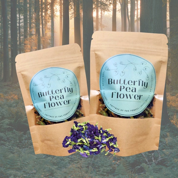 BUTTERFLY PEA Flower Tea • Organic Herbal Tea • Wild Crafted • No Preservatives or Additives • Vegan