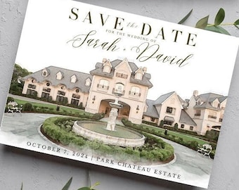 DIGITAL Wedding Venue Save The Date, Custom Save the Date, Custom Watercolor Save the Date, Personalized Venue Save the Date