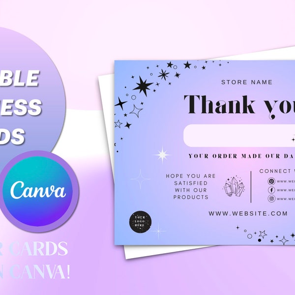 Thank you for your purchase card, DIY Marketing Cards Template Design, Order Packaging Card, Package Insert Thank You, Small Business Card