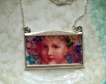 Floral collage necklace