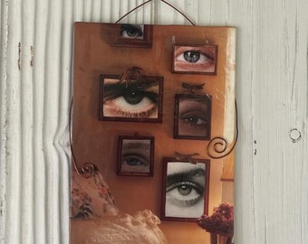Always Watching - 4x6 Inch Collage Art - Handmade Wall Hanging