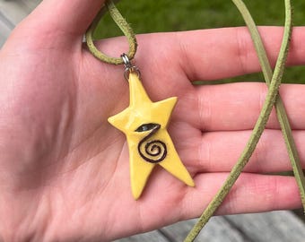 Clay Star Pendant Necklace - Whimsical Handmade Pendant