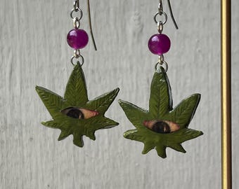 Whacky Stoner Earrings - Handmade Whimsical Earrings with Stainless Steel Hooks