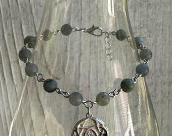 Labradorite Beaded Bracelet - Lugh’s Shield Charm Bracelet