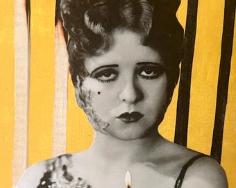 Burn It Down - 6x6 Collage Wall Hanging - Handmade Art