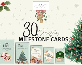 Baby Milestone Cards | Baby's First Christmas | Digital Download | Christmas Gift | 4x6 | Baby Shower gift