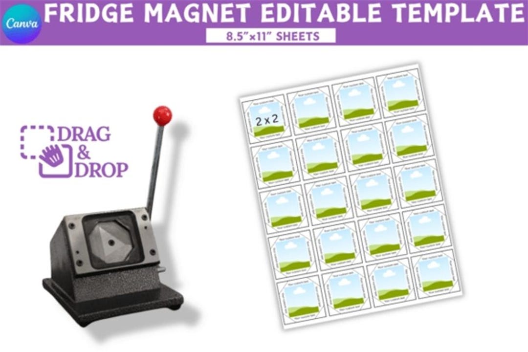 2x2 Fridge Magnet Canva Editable Template, 50mmx50mm Square Magnet ...