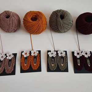Clips de pelo de flores, Clips de pelo de ganchillo, Clips de presión para niñas, Clips de pelo para niños pequeños, Clips de flecos de punto Clips de presión para bebés, Barrettes, Accesorios para el cabello,