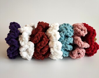 Knit hair accessories, gift for her,Gift for mum, Crochet scrunchies,Soft elastic hair ties
