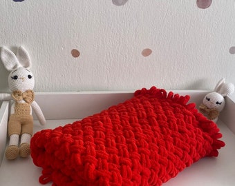 Coperta rossa per bambini, coperta soffice, coperta a maglia, regalo per la doccia per bambini, coperta per neonato, coperta per culla, coperta per cudding, copertura per passeggino