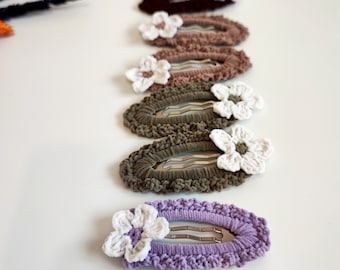 Flower Hair Clips, Crochet Hair Clips,Girls Snap Clips,Toddler Hair Clips,Knitted Fringe Clips Baby Snap Clips, Barrettes,Hair Accessories,
