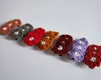 Flower Hair Clips, Crochet Hair Clips,Girls Snap Clips,Toddler Hair Clips,Knitted Fringe Clips Baby Snap Clips, Barrettes,Hair Accessories,