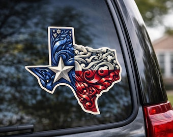 Stato del Texas e bandiera / Adesivo in vinile impermeabile e resistente ai raggi UV