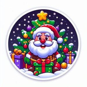 Santa Christmas Tree Sticker | Waterproof, UV Resistant, Vinyl Decal