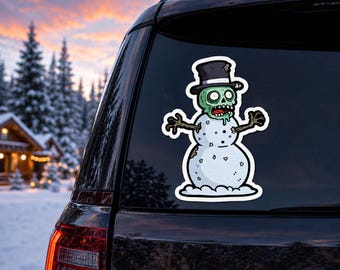 Adesivo in vinile impermeabile Zombie Snowman, decalcomania resistente ai raggi UV, adesivo per finestrino auto, camion, paraurti, non morto