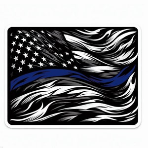 Thin Blue Line Flag | Waterproof, UV Resistant, Vinyl  Sticker Decal
