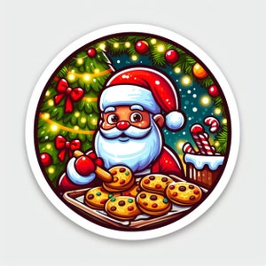 Santa Eating Cookies | Waterproof, UV Resistant, Vinyl Decal