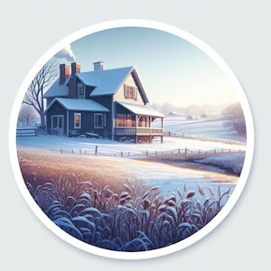 Boerderij landschap sticker | Waterdichte vinylsticker