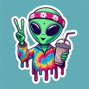 Alien Sticker | Waterproof, UV Resistant, Vinyl  Sticker Decal