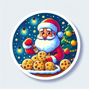 Santa Eating Cookies | Waterproof, UV Resistant, Vinyl Decal