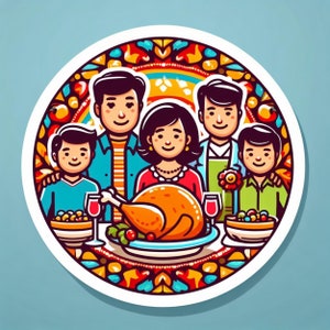 Thanksgiving Family Dinner | Waterproof Vinyl Decal