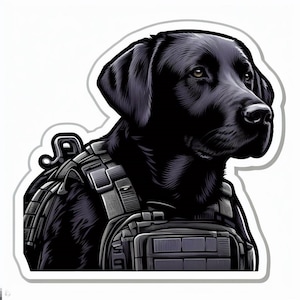 Tactical Dog Sticker | Black Labrador Waterproof Vinyl Decal