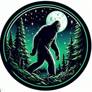Bigfoot in the Forest Sticker, Waterproof Vinyl Sticker, UV resistant Decal, Car Truck Window Bumper Sticker Decal, Sasquatch Myth Legend