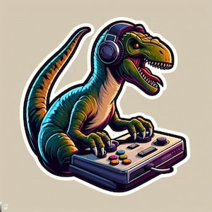Gaming T-rex Window Sticker, Tyrannosaurus Rex Sticker, Dinosaur Sticker | Waterproof Vinyl Decal