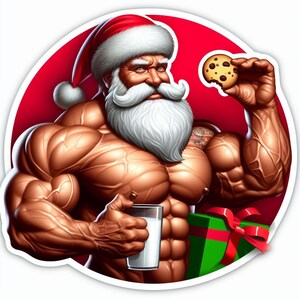 Santa Clause Flexing | Waterproof, UV Resistant, Vinyl  Sticker Decal