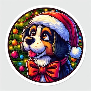 Christmas Dog Sticker | Waterproof, UV Resistant, Vinyl Decal