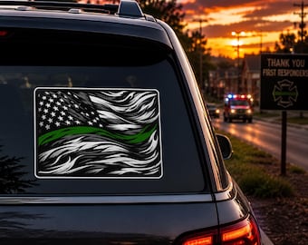 Thin Green Line Flag | Waterproof, UV Resistant, Vinyl  Sticker Decal