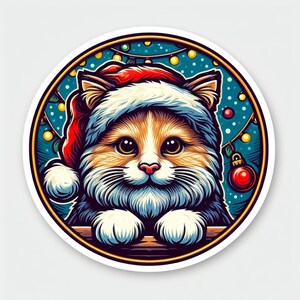 Christmas Cat Sticker | Waterproof, UV Resistant, Vinyl Decal