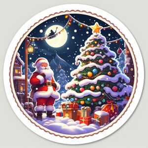 Santa Christmas Tree Sticker | Waterproof, UV Resistant, Vinyl Decal