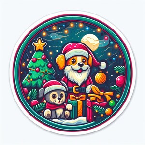 Christmas Dog Sticker | Waterproof, UV Resistant, Vinyl Decal