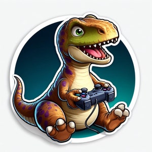 Gaming T-rex Window Sticker, Tyrannosaurus Rex Sticker, Dinosaur Sticker | Waterproof Vinyl Decal
